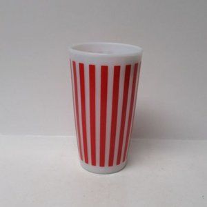 Hazel Atlas Milk White with Red CANDY STRIPE 5 Inch High Tumbler